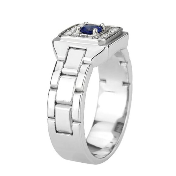 STAINLESS STEEL Synthetic Montana CZ Watch Band Style Band Men's Ring - Picture 13 of 15